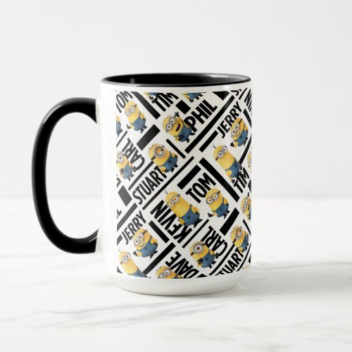 Despicable Me  Minions with Names Pattern Mug