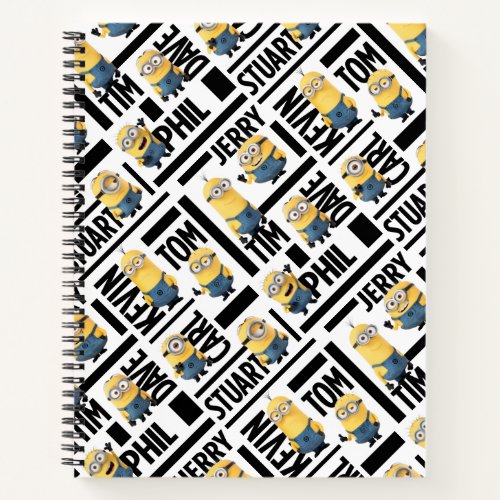 Despicable Me  Minions with Names Pattern Notebook