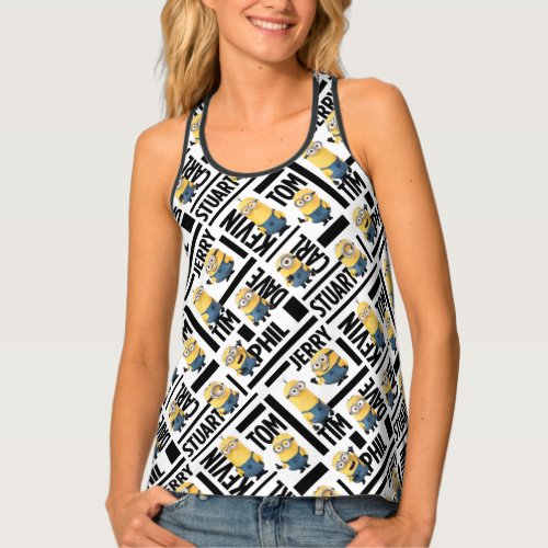 Despicable Me  Minions with Names Pattern Tank Top