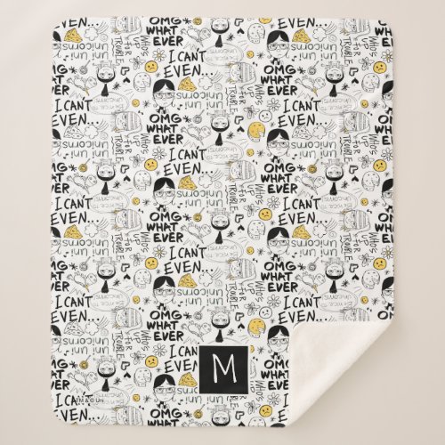 Despicable Me  OMG I Cant Even _ Text Pattern Sherpa Blanket