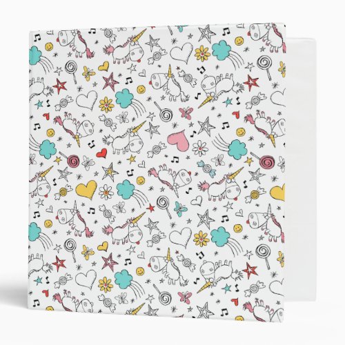 Despicable Me  Unicorn and Icon Pattern 3 Ring Binder