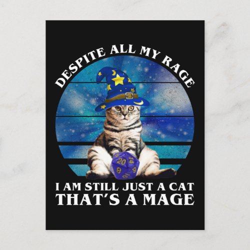 Despite All My Rage Funny Mage Cat Postcard