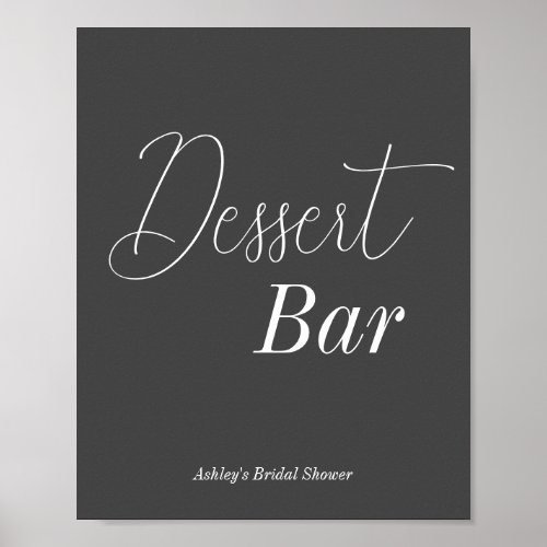 Dessert Bar Black White Wedding  Poster
