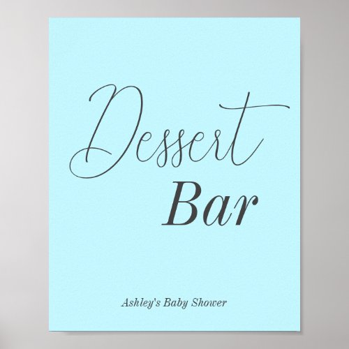 Dessert Bar Blue Black Baby Shower Poster