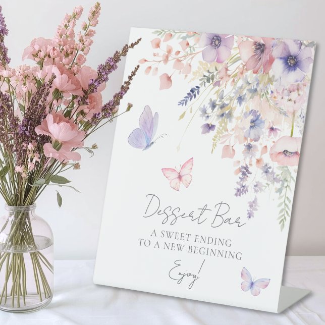Dessert Bar Butterfly Wildflower Bridal Shower Pedestal Sign (Dessert Bar Butterfly Wildflower Bridal Shower Pedestal Sign)
