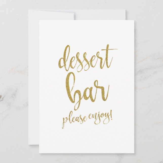 Dessert Bar Gold Glitter Affordable Wedding Sign Invitation (Front)