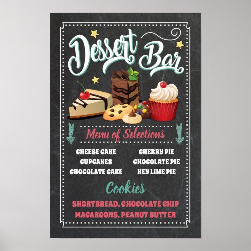 Dessert Bar Menu Party Sign