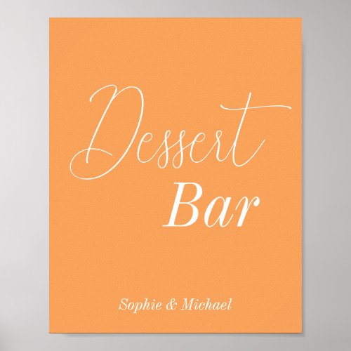 Dessert Bar Orange Baby Shower Wedding Poster