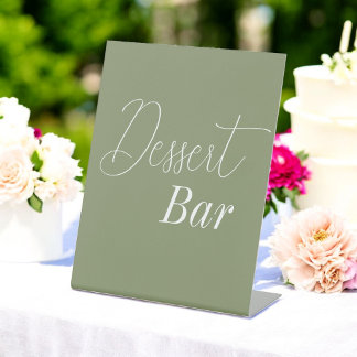 Dessert Bar Sage Green Wedding  Pedestal Sign