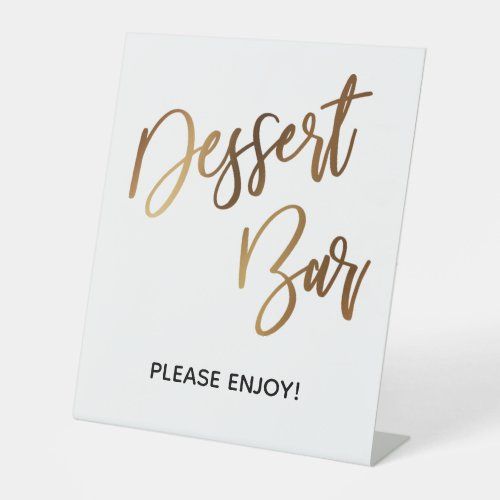Dessert Bar Simple Gold Handwriting Typography Pedestal Sign