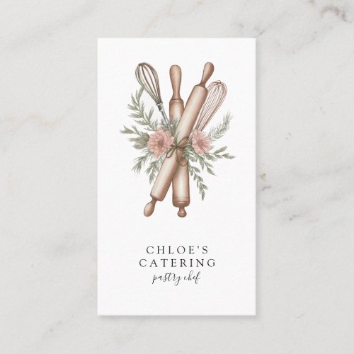 Dessert Caterer Pastry Chef Floral Utensils Business Card
