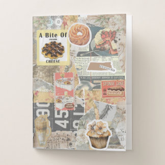 Dessert & Coffee Vintage Ephemera Decoupage Pocket Folder