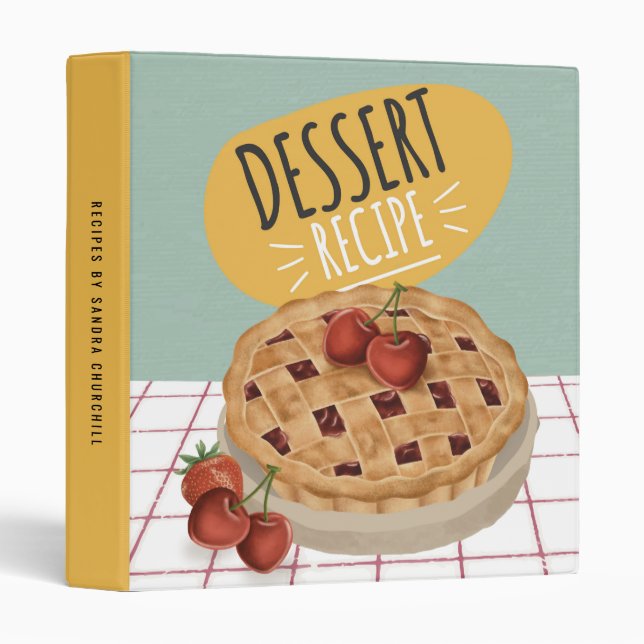 Dessert Cookbook Baked Goods Recipe Personalized 3 Ring Binder (Front/Spine)