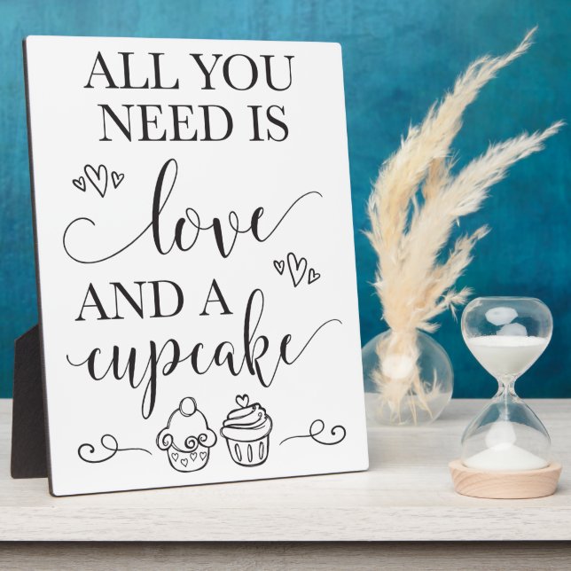 Dessert Cupcake Wedding Sign With Easel Plaque (Side)