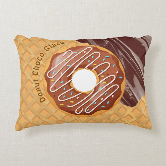 Dessert,Donut Choco Glaze, Chocolate Melted Accent Pillow (Front)