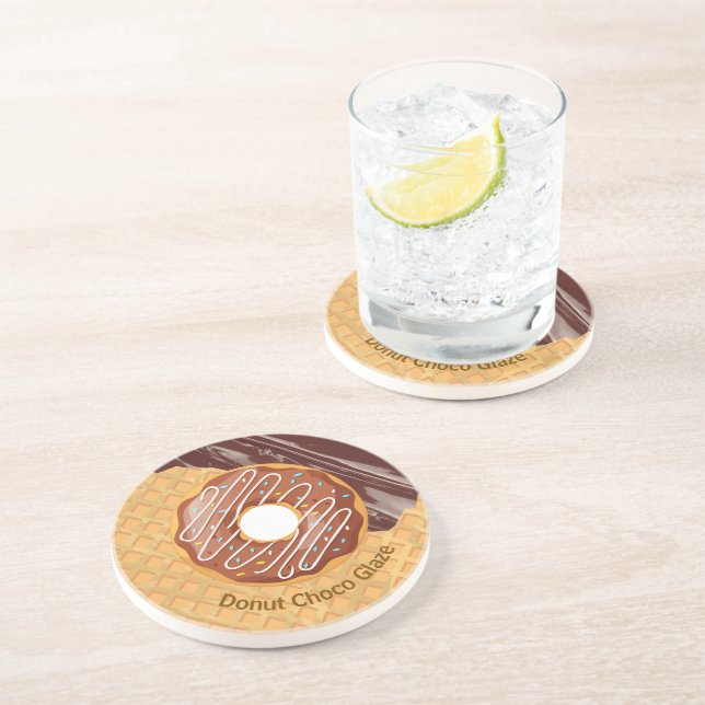 Dessert,Donut Choco Glaze, Chocolate Melted  Coaster (Side)