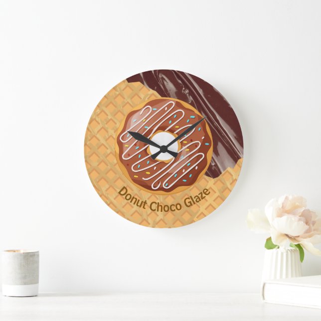 Dessert,Donut Choco Glaze, Chocolate Melted Large Clock (Home)