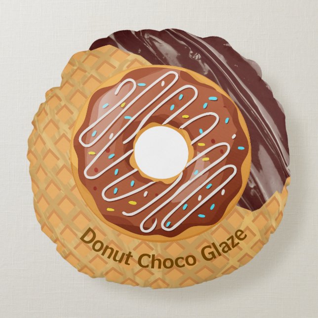 Dessert,Donut Choco Glaze, Chocolate Melted Round Pillow (Front)