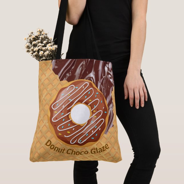 Dessert,Donut Choco Glaze, Chocolate Melted  Tote Bag (Close Up)