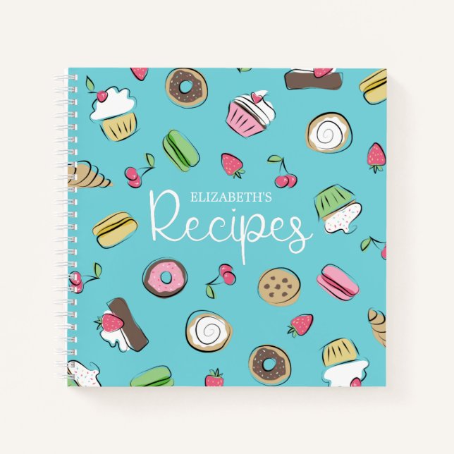 Dessert Doodles | Baked Goods Recipes | Name Notebook (Front)