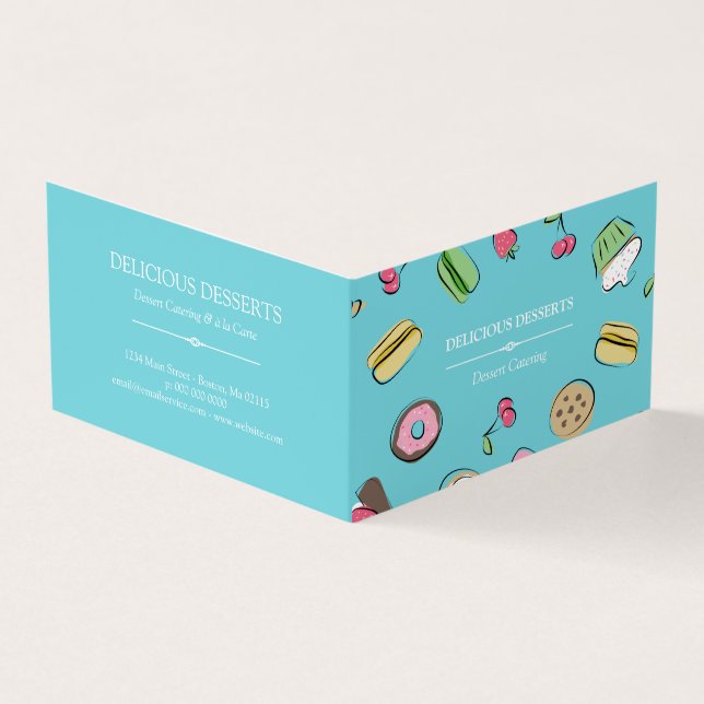 Dessert Doodles - Blue Catering Business Card (Outside)