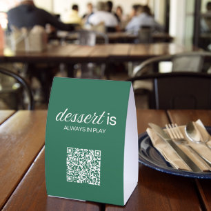 Dessert Is Always In Play Green Golf QR code Paper Table Tent