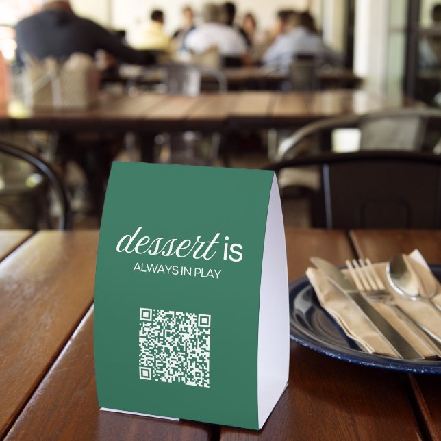 Dessert Is Always In Play | Green Golf QR code Paper Table Tent (Insitu(Restaurant))