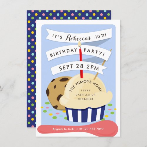 Dessert Kids Ice Cream  Birthday Party Invitation