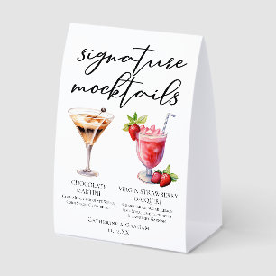 Dessert Mocktails Chocolate Martini Strawberry Paper Table Tent