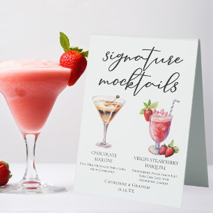 Dessert Mocktails Chocolate Martini Strawberry Table Tent