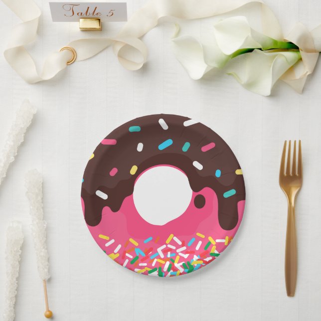 Dessert, Rainbow Sprinkle Donut, Doughnut Paper Plates (Wedding)