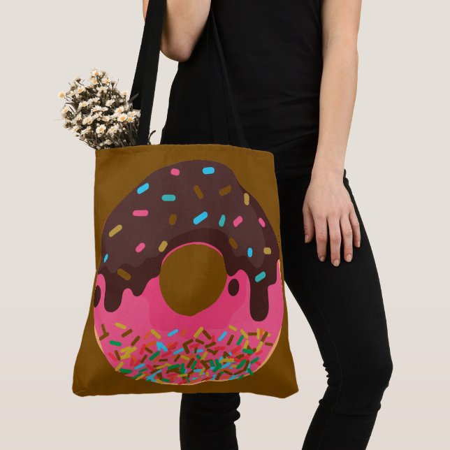 Dessert, Rainbow Sprinkle Donut, Doughnut Tote Bag (Close Up)