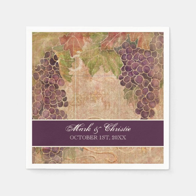 Dessert Reception Napkins Grape Vineyard Wedding (Front)
