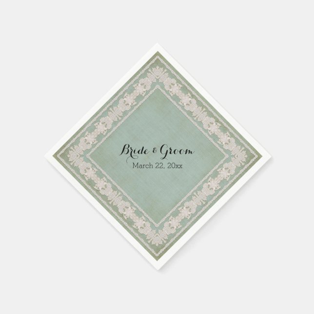 Dessert Reception Napkins Rustic Lace Aged Vintage (Corner)