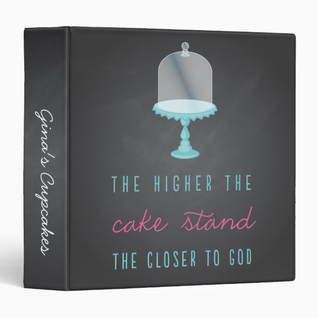 Dessert Recipe Binder with Cake Stand (chalk) (Front/Spine)