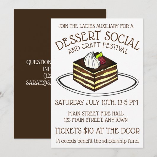 Dessert Social Bake Sale Tiramisu Italian Food (Front/Back)