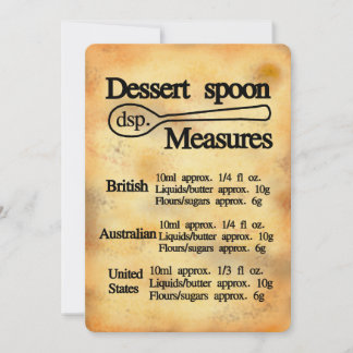Dessert spoon measures conversion chart card