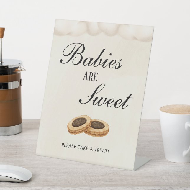 Dessert Table Baby Is Brewing Baby Shower Sweets Pedestal Sign (In SItu)
