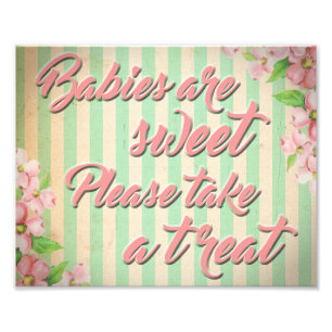 Dessert table for girl's baby shower sign. photo print