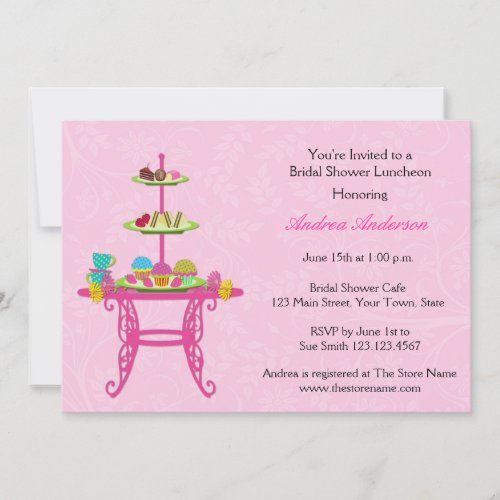 Dessert Table Pink Bridal Shower Invitation