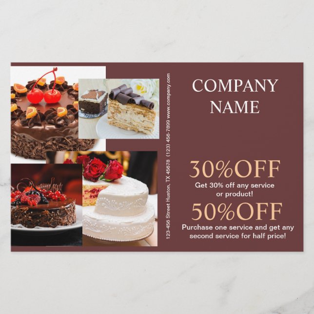 dessert wedding cake baker bakery flyer (Front)