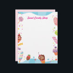 Desserts and Candies Letterhead<br><div class="desc">Add a playful touch to your business correspondence with this vibrant candy-themed letterhead, perfect for candy shops, bakeries, chocolate stores, and dessert brands. Featuring fun, colorful illustrations of ice cream cones, donuts, cupcakes, lollipops, popsicles, and chocolate-covered strawberries, this letterhead brings a sweet, eye-catching flair to your communications. It's ideal for...</div>