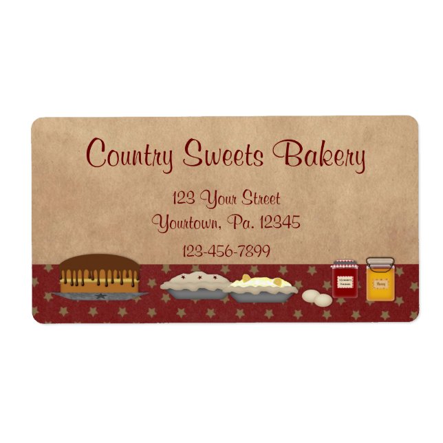 Desserts Bakery Product Or Business Label (Front)