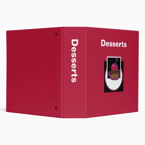 Desserts Dk Red 3 Ring Binder