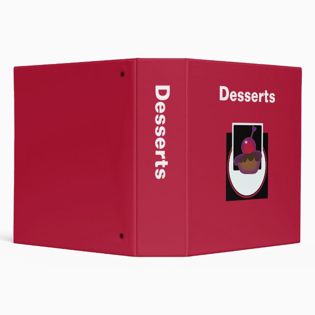 Desserts Dk Red   3 Ring Binder (Background)