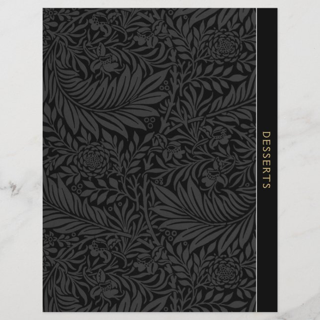 Desserts | Recipe Divider | Vintage Black Floral (Front)
