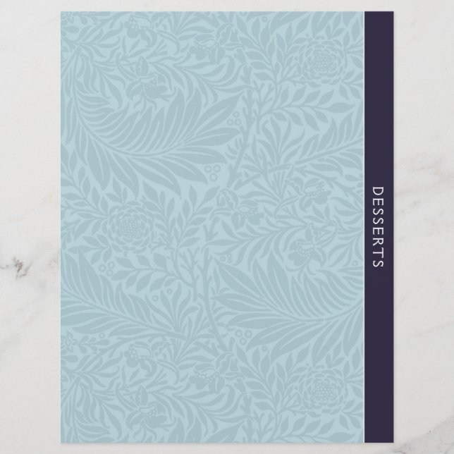 Desserts | Recipe Divider | Vintage Blue Floral (Front)