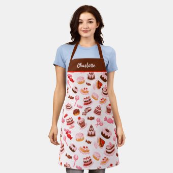 Desserts Sweets Pink Apron | Zazzle