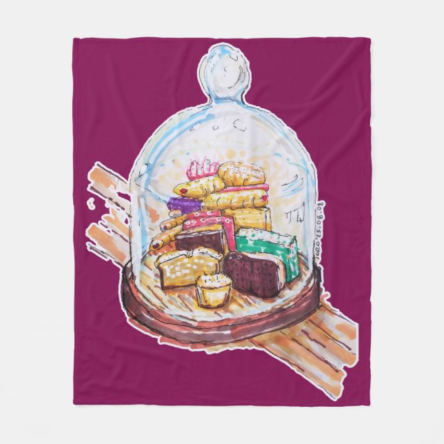 Desserts Under Glass Dome Fleece Blanket (Front)
