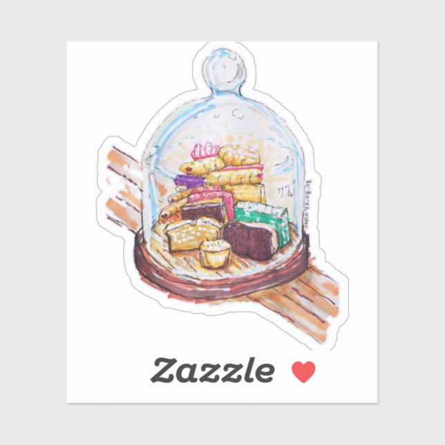 Desserts Under Glass Dome Sticker (Sheet)